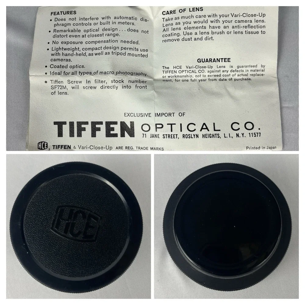 Vtg Tiffen HCE Vari-Close-Up Lens w Protective Leather Storage Case‎ Japan MINT
